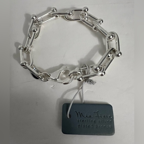 MIA Fiore Sterling Silver Plated Bronze U Link Italy Bracelet New - Picture 15 of 16